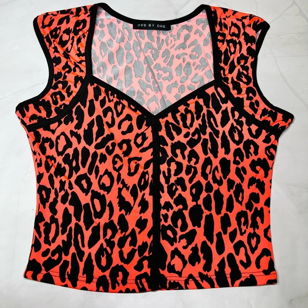 Dolls Kill Orange Leopard Top - Picture 1 of 2